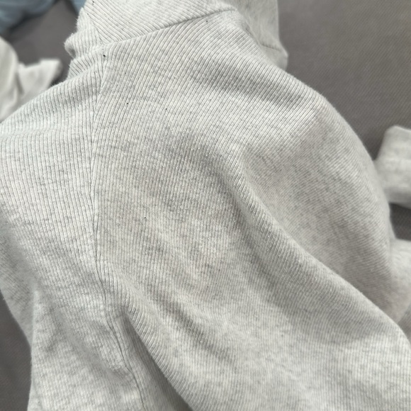 TNA light grey white Fitted ribbed long sleeve crop top - Picture 6 of 6